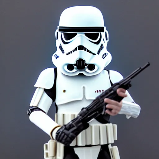 Image similar to yannic kilcher cosplay translucent subsurface scattering stormtrooper, stop motion vinyl action figure, plastic, toy, butcher billy style