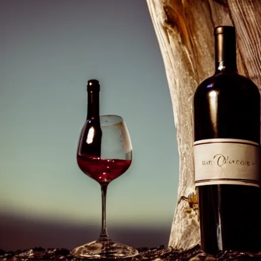 Image similar to bottle of wine in a weird shape, cinematic shot, cinematography, photography, realistic, detailed