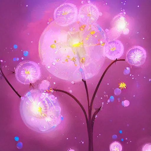 Image similar to bubble flowers, digital painting, magic realism, cinematic lighting