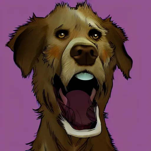 Prompt: dog growling at camera, digital art, artstation