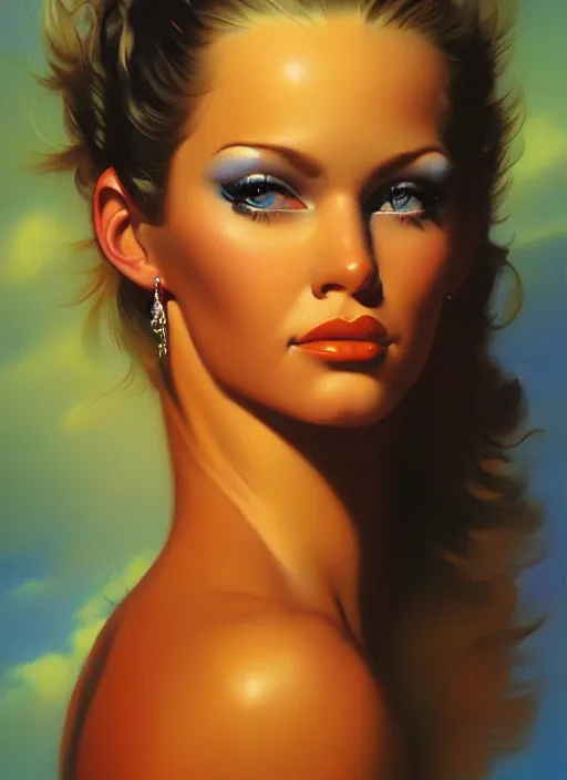 Image similar to a portrait of a pretty young lady by boris vallejo