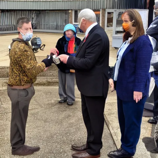 Prompt: photo of a mayor handing the town key to a rat