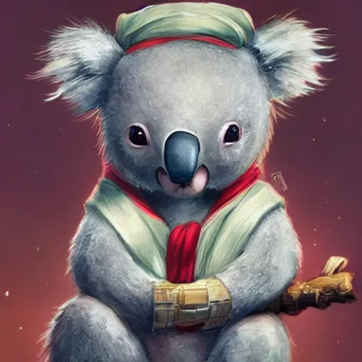 Image similar to a cute koala dressed in a shinobi outfit, digital art by łukasz piskorz and patrick mcenvoy and michael komarck, intricate, highly detailed, artstation, concept art, smooth, sharp focus photo centered