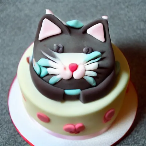 Prompt: cat made of fondant, cake in the shape of a cat, cute cat themed treats