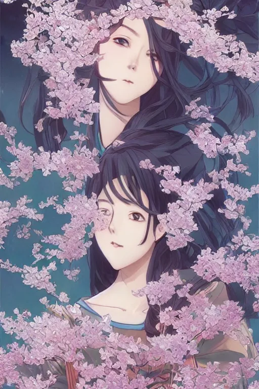 Image similar to beautiful cottagecore anime BTS k-pop band, phone wallpaper. intricate, elegant. the background is cherry blossoms !. highly detailed, digital painting, artstation, concept art, smooth, sharp, focus, illustration. . art by artgerm and greg rutkowski and alphonse mucha, in the style of japanese manga