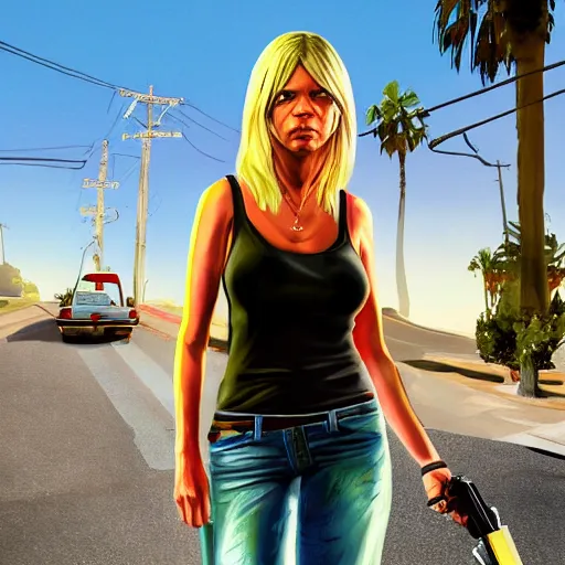 Prompt: kaitlin olson gta 5 artwork, trending on artstation, 8 k, ultra detailed