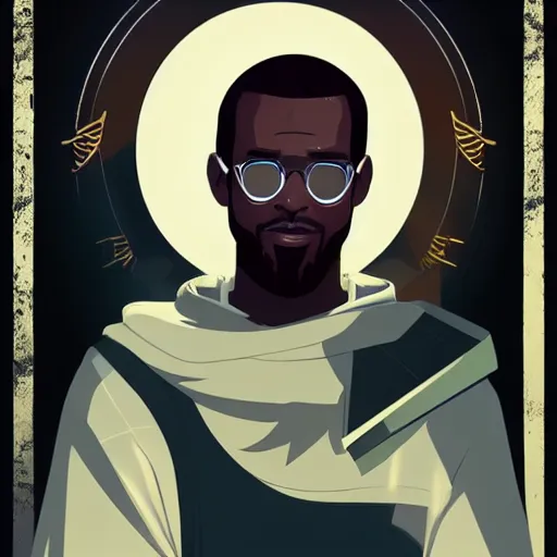 Image similar to terrence boyd as a saint with halo, clean cel shaded vector art. shutterstock. behance hd by lois van baarle, artgerm, helen huang, by makoto shinkai and ilya kuvshinov, rossdraws, illustration,