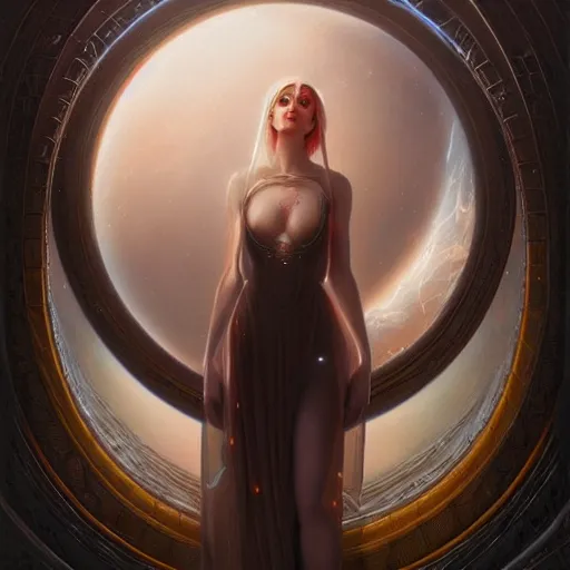 Image similar to a beautiful portrait of a celestial goddess by Jim Burns and Tom Bagshaw