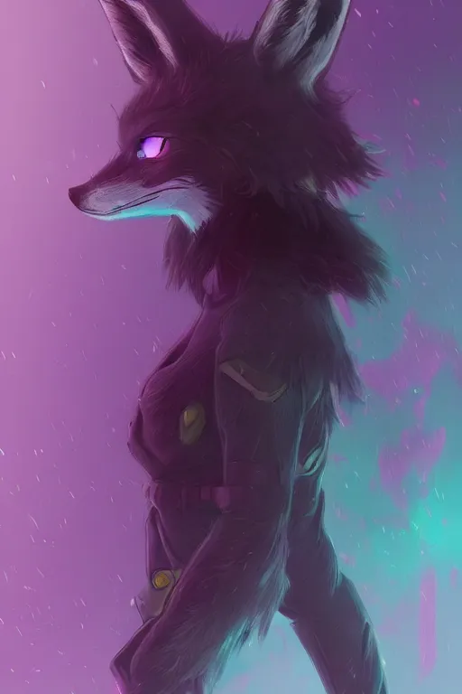 Image similar to a fox fursona, trending on artstation, by kawacy, furry art, digital art, cyberpunk, high quality, backlighting