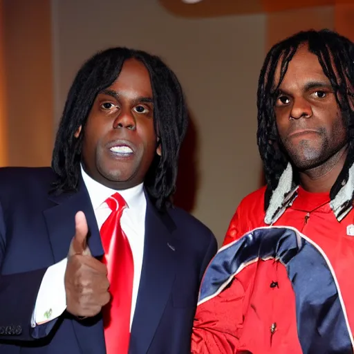 Prompt: chief keef posing with donald trump, realistic, high definition