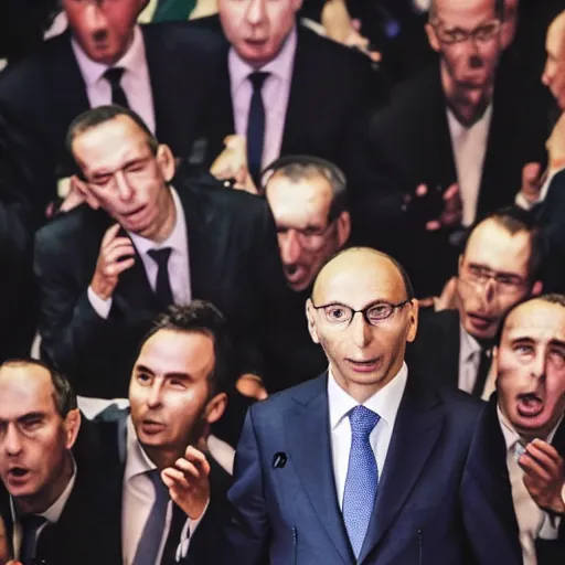 Image similar to dramatic photo of Enrico Letta just discovered that he just lost the elections