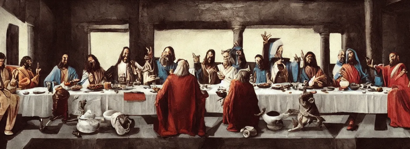 Image similar to the last supper with star wars characters.