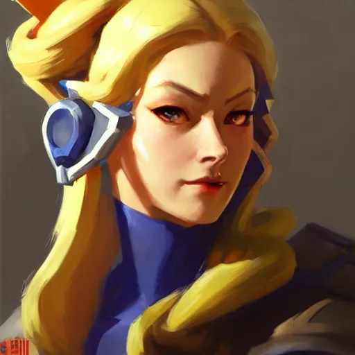 Image similar to Greg Manchess portrait painting of Zelda as Overwatch character, medium shot, asymmetrical, profile picture, Organic Painting, sunny day, Matte Painting, bold shapes, hard edges, street art, trending on artstation, by Huang Guangjian and Gil Elvgren and Sachin Teng