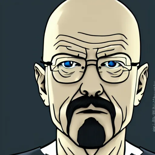 Image similar to Walter white, anime, detailed, dark, sad, 4k