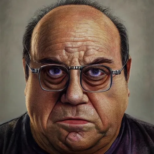 Prompt: hyperrealistic mixed media high resolution painting of a quadriplegic Danny DeVito, stunning 3d render inspired art by István Sándorfi and Greg Rutkowski and Unreal Engine, perfect facial symmetry, dim volumetric lighting, 8k octane beautifully detailed render, full body shot, post-processing, extremely hyper-detailed, intricate, epic composition, highly detailed attributes, highly detailed atmosphere, cinematic lighting, masterpiece, trending on artstation, very very detailed, masterpiece, stunning, flawless structure, lifelike texture, perfection,