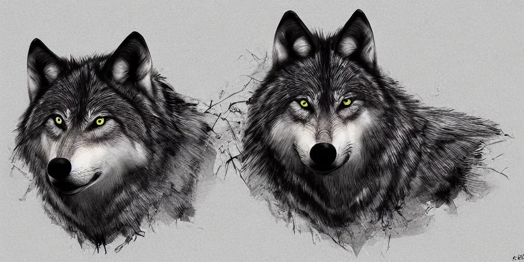 Image similar to wolf merged with crow,! photorealistic,! concept art