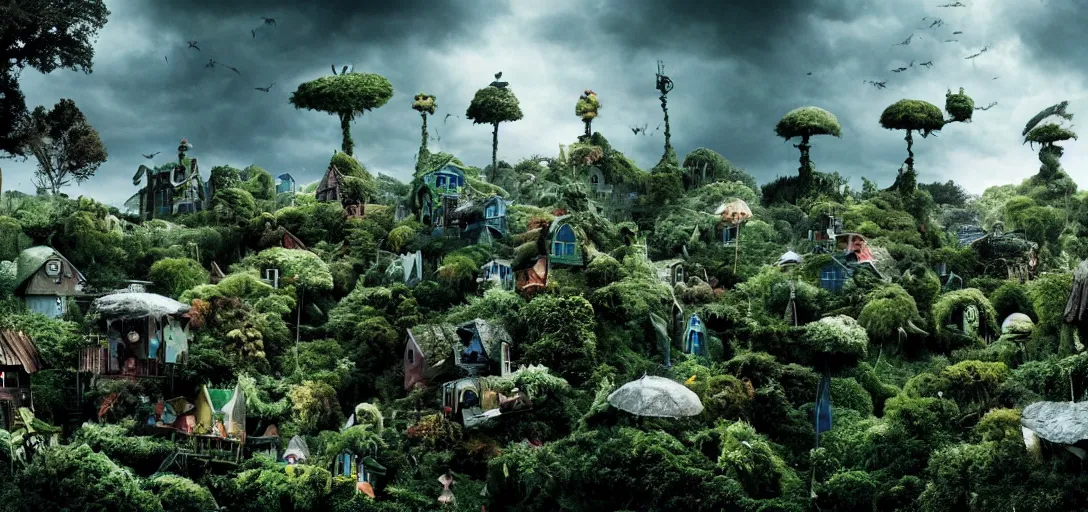 Image similar to a very high resolution image from a new movie. environment. photorealistic, photography, directed by tim burton