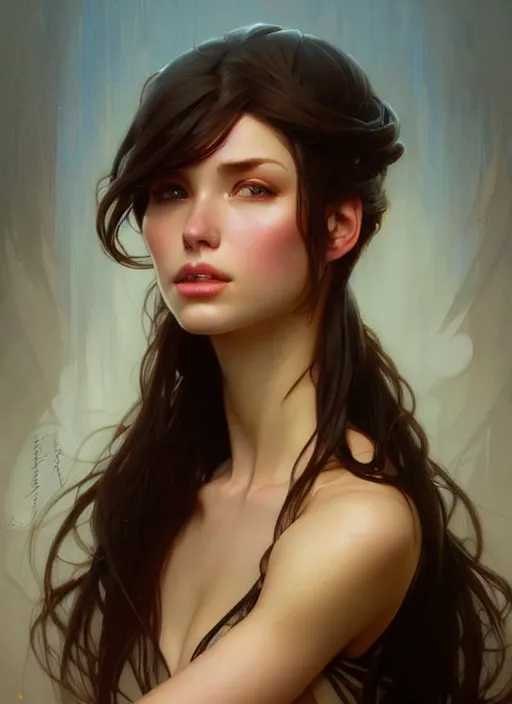 Image similar to portrait of logan wolwerine, intricate, elegant, highly detailed, digital painting, artstation, concept art, smooth, sharp focus, illustration, art by artgerm, greg rutkowski, alphonse mucha, uang guangjian, gil elvgren, sachin teng, symmetry!!