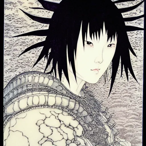 Image similar to prompt : black and white portrait soft light painted by takato yamamoto, black knight armor, inspired by ghost in shell anime, smooth face feature, intricate oil painting, high detail, sharp high detail, manga and anime 1 9 8 0