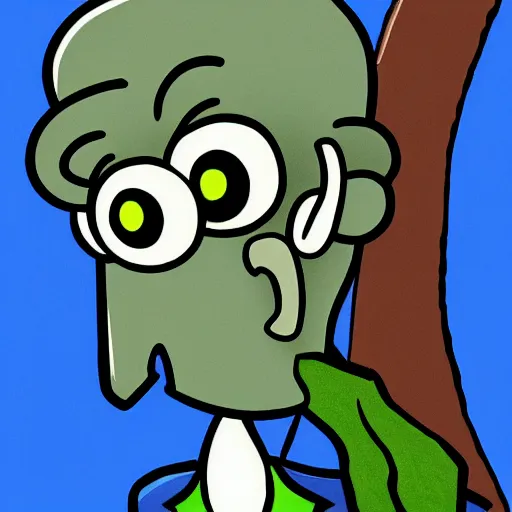 Prompt: handsome squidward portrait, realistic, cartoon, vivid