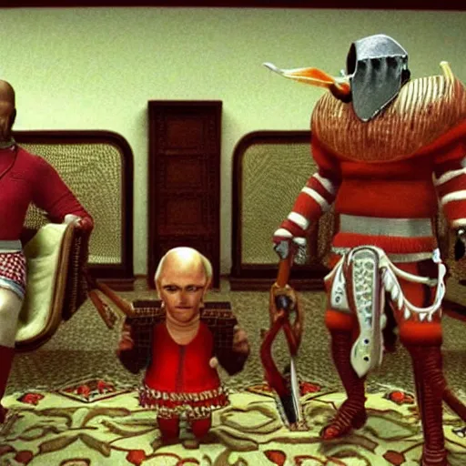 Prompt: a still of from the movie the royal tenenbaums crossover with the game diablo ii