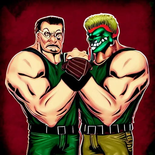 duke nukem and doomguy arm wrestle Stable Diffusion OpenArt