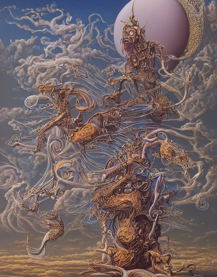 Prompt: a detailed elaborate surrealist fantasy airbrush painting by Michael Whelan