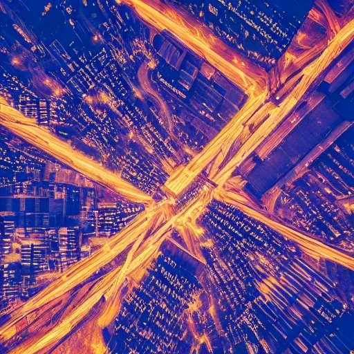 Image similar to photo of a power grid city at night birds eye view unsplash inception cinematic