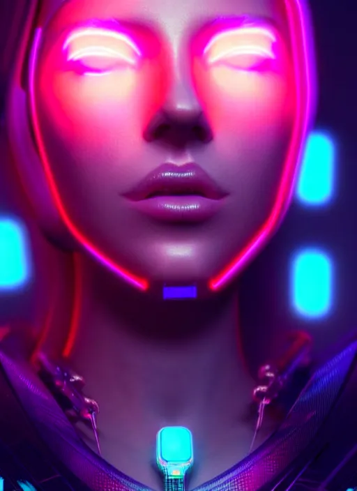 Prompt: a american female humanoid, cyber neon lighting, futurism, intricate futuristic jewelry, cyberpunk high fashion, glamor profile pose, hyper photorealistic, crispy quality, digital photography, trending in artstation, trending in pinterest, cinematic, 4 k ultra hd, art by pascal blanche, art by greg rutkowski,