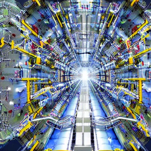 Image similar to Large Hadron Collider creatig singularity, realistic, high detail