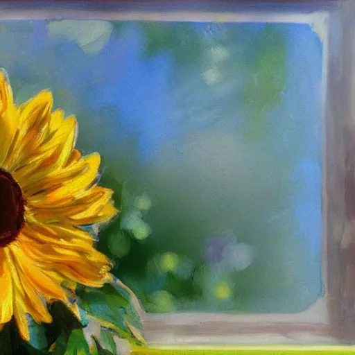 Prompt: flowers, place, sun, glass, realistic, detail