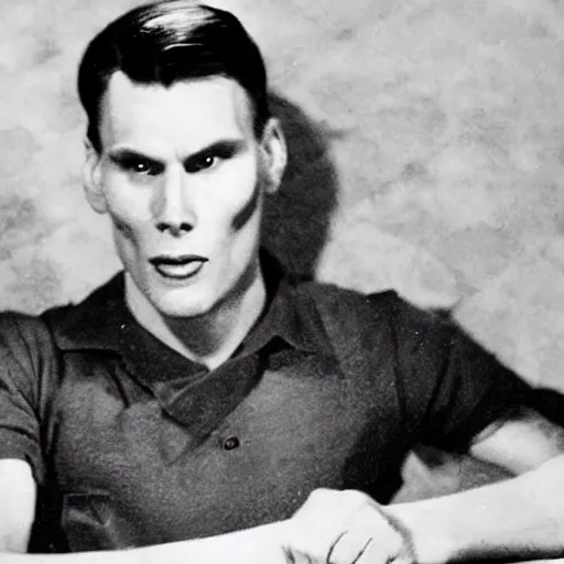 Image similar to jerma in a 1 9 4 0 s horror movie