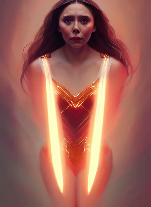 Image similar to portrait of modern darna, elizabeth olsen, intricate, elegant, glowing lights, highly detailed, digital painting, artstation, glamor pose, concept art, smooth, sharp focus, illustration, art by wlop, mars ravelo and greg rutkowski