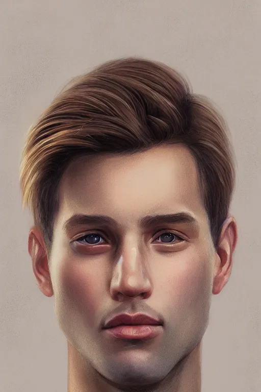 Image similar to portrait of a handsome man with light brown hair with sparkling hazel eyes, art by Christopher Doyle, stylized, detailed, pastel colors, warm tones, Trending on artstation, artstationHD, artstationHQ, 4k, 8k