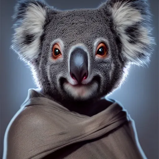 Image similar to ninja koala, award winning creature portrait photography, extremely detailed, artstation, 8 k, sensual lighting, incredible art, wlop, artgerm