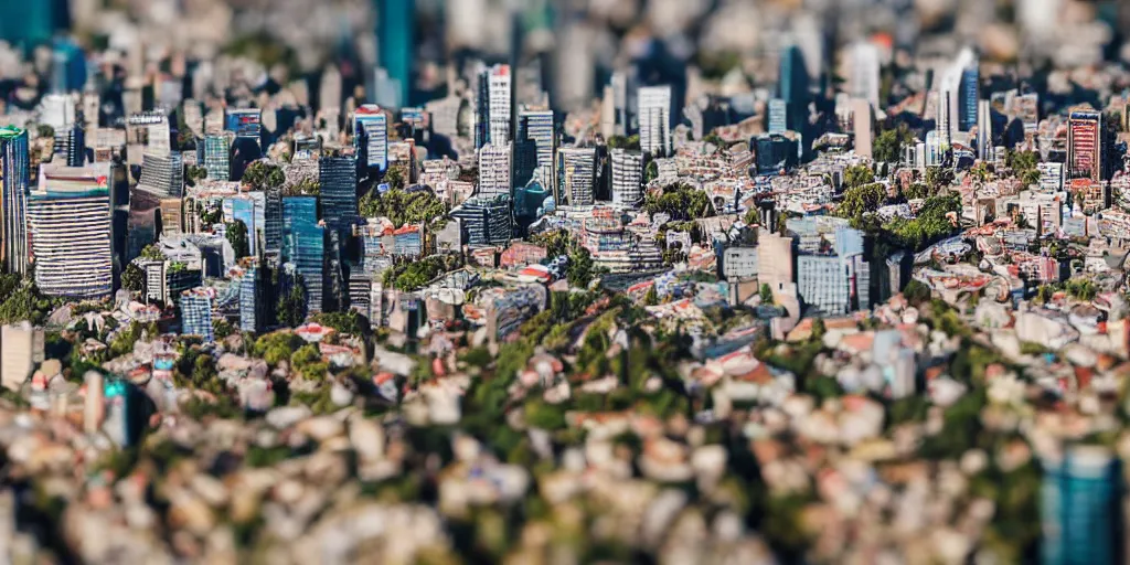 Image similar to a miniature diorama of downtown santiago de chile, macro photography