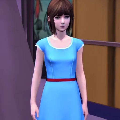 Prompt: max caulfield in a blue dress