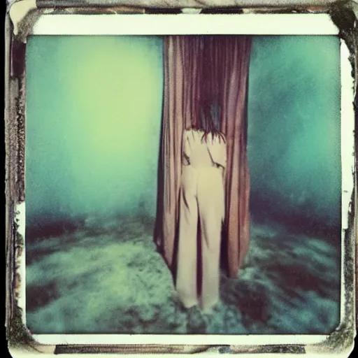 Image similar to surreal polaroid of dream of fashion shoot by andrei tarkovsky and stephen gammell, liminal space, photorealistic, high definition, technicolor, award - winning photography, masterpiece, amazing colors,