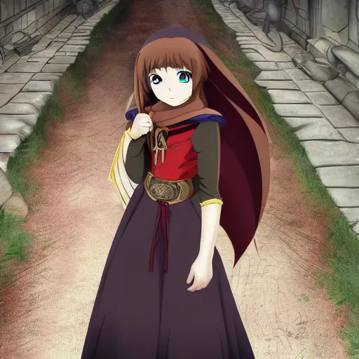 Image similar to beautiful medieval anime girl