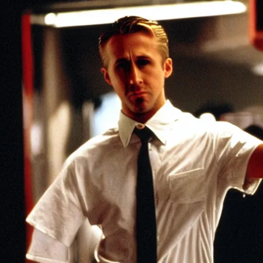 Image similar to Ryan Gosling from Drive, in American Psycho (1999)