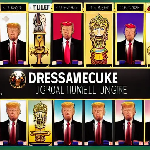 Image similar to donald trump tarot cards all suits bejeweled unreal engine 8 k