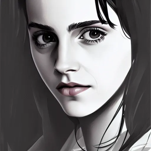 Image similar to emma watson, concept art, animation, elegant, 2d, digital painting, smooth, sharp focus, artstation, art by Ilya Kuvshinov