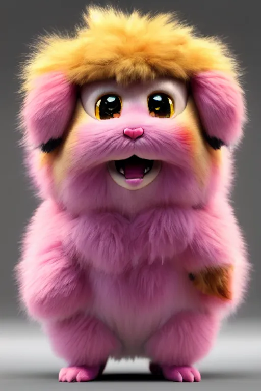 Image similar to high quality 3 d render hyperrealist very cute multicolor stripped fluffy! phoenix chimera hybrid highly detailed, vray smooth, in the style of detective pikachu, hannah yata charlie immer, dramatic pink light, low angle, uhd 8 k, sharp focus