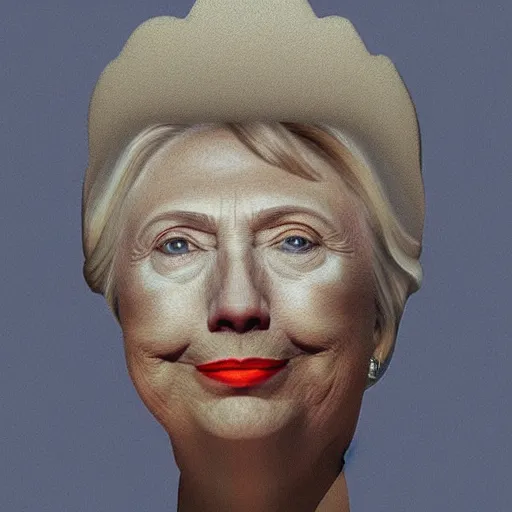 Image similar to 3 d blender model of hillary clinton's head, painted by rene magritte, very very very beautiful