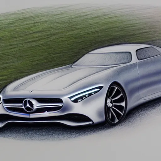 Prompt: Mercedes Benz Vision AVTR coloured Pencil drawing