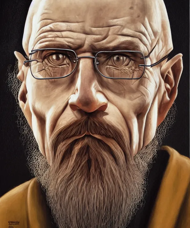 Image similar to portrait of Saruman as Walter White in Breaking Bad, lowbrow painting by Mark Ryden