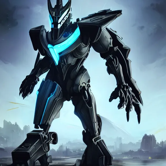 Prompt: cinematic shot, 35 foot tall detailed beautiful handsome quadrupedal feral robot mecha dragon, sharp edged black armor, gold accents, sleek blue OLED visor for eyes, four legs, walking in busy neon city streets, sharp paws, epic shot, highly detailed art, sci fi, furry, 3D realistic, warframe fanart, destiny fanart, furry art, dragon art, feral art, macro art, furaffinity, DeviantArt, sofurry