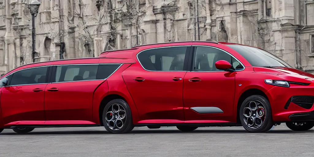 Image similar to 2022 Alfa Romeo Minivan, red