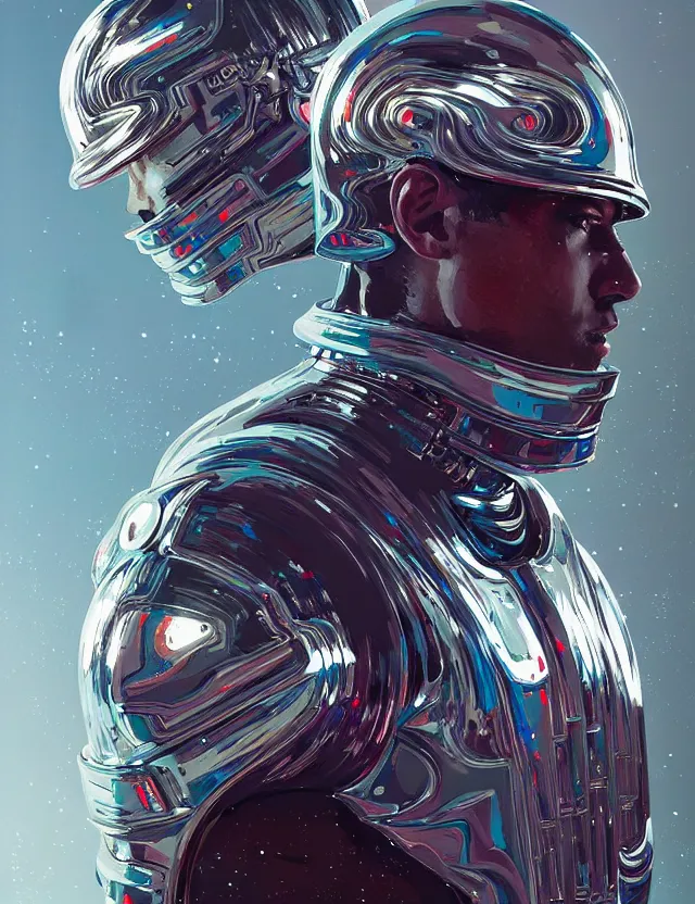 Image similar to futuristic soldier reflective chrome armor super intricate ornaments artwork by tooth wu and wlop and alena aenami and greg rutkows