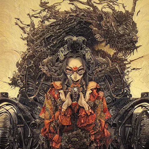 Image similar to 🏴🏴☠🤬, symmetrical, intense, detailed, by bambang nurdianshyah, garis edelweiss, roby dwi antono and dan mumford, ayami kojima, takato yamamoto, barclay shaw, norman rockwel, karol bak, yukito kishiro